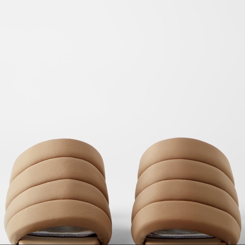 ZARA BEIGE QUILTED SANDALS - Picture 3 of 5
